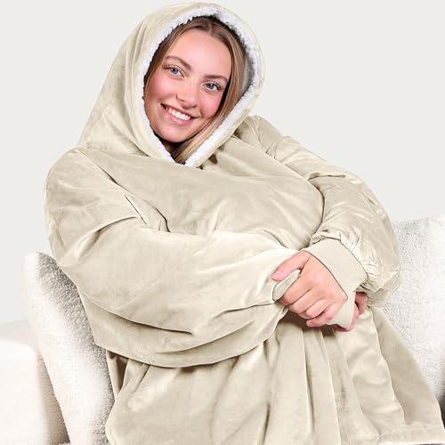 Bare Home Wearable Blanket Hoodie - Soft Plush Sherpa - Warm and Cozy - Oversized Wearable Blanket - Adult & Kid Sizes
