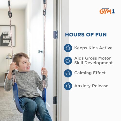 Gym1 Doorway Swing & Pull-Up Bar Gym - Pull-Up Bar Strength Training & Kids Exercise Equipment - Sensory Swing & Rope Ladd...