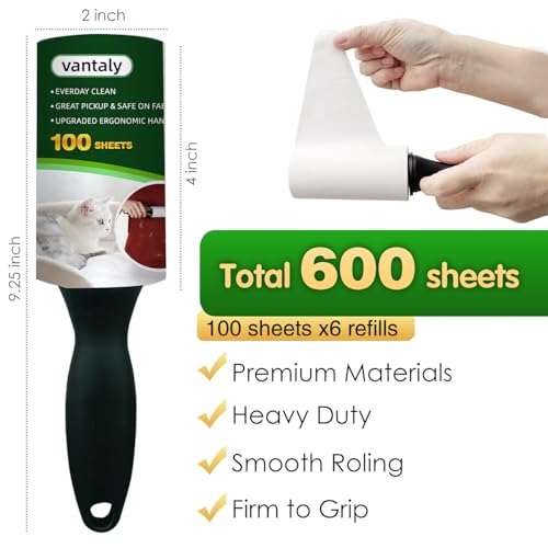 Lint Rollers for Pet Hair Extra Sticky, 600 Sheets Value Set Lint Roller with 2 Upgraded Handles, 6 Rollers Portable Pet L...