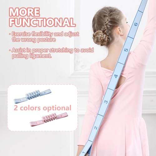 Qiyuda 2 Pcs Stretch Strap for Kids, Elastic Gymnastics Stretching Ballet Dance Band Resistance Strap with 8 Loops (Pink B...