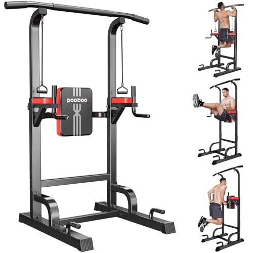 Power Tower Dip Station Pull Up Bar for Fitness Home Gym Workout,Multi-Function Adjustable Height Fitness Strength Trainin...