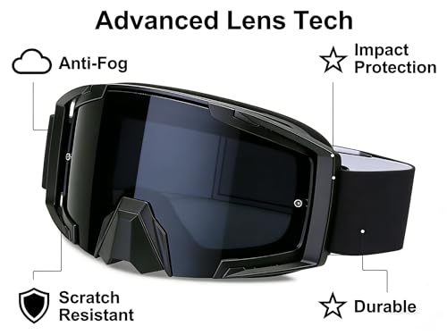 ActHose Skiing Motocross Goggles,Racing Riding Goggles ATV Dirt Bike,Ventilation Anti-Fog UV Impact Resistant for Adult