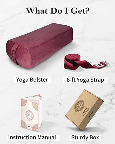 Tumaz Yoga Bolster Set - Rectangular Bolster Pillow for Restorative Yoga, Soft Meditation Pillow with Carry Handle and 8-F...