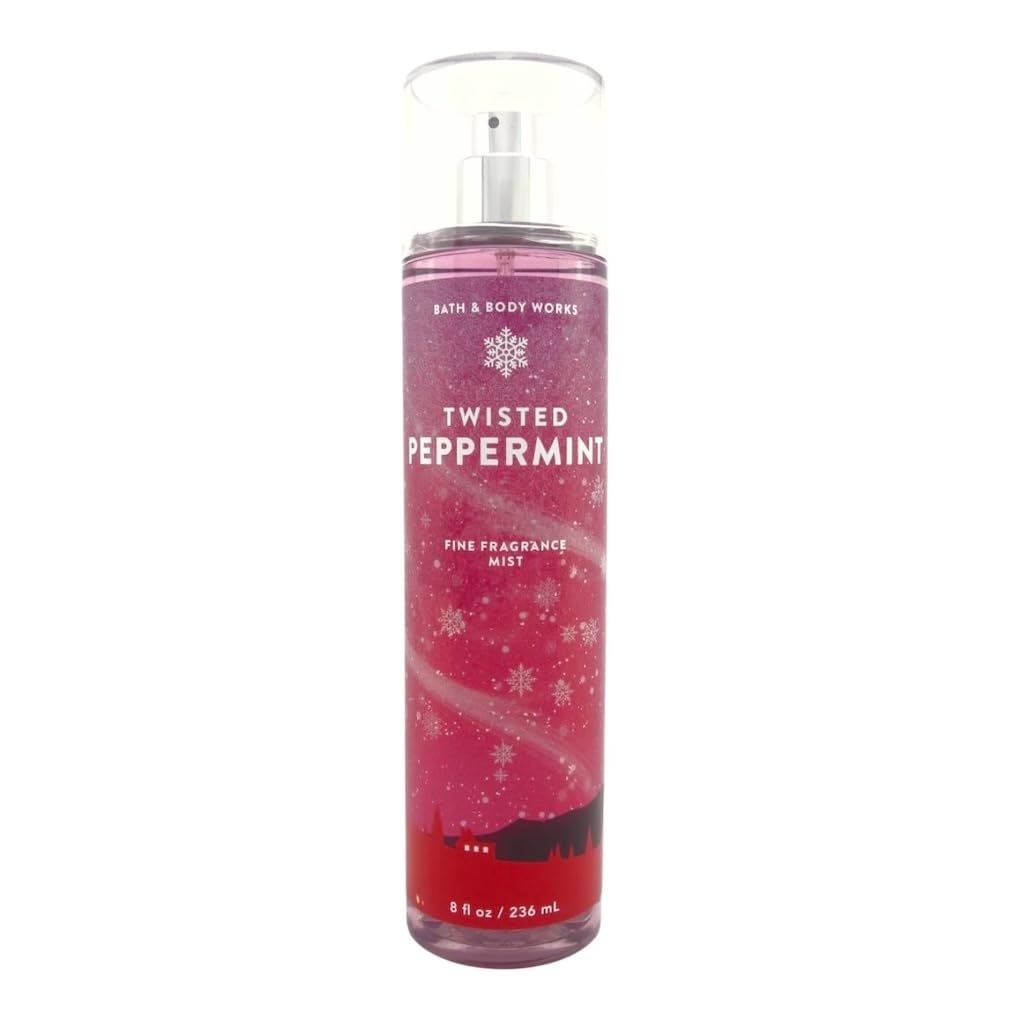 Bath and Body Works Fine Body Fragrance Mist 8 Fluid Ounce (Twisted Peppermint)