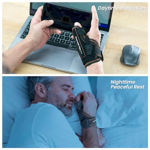 CURECARE New Upgraded 2 in 1 Thumb Brace, Removable Thumb Spica Splint Left Right Hand with 3 Level Stability, Reversible ...