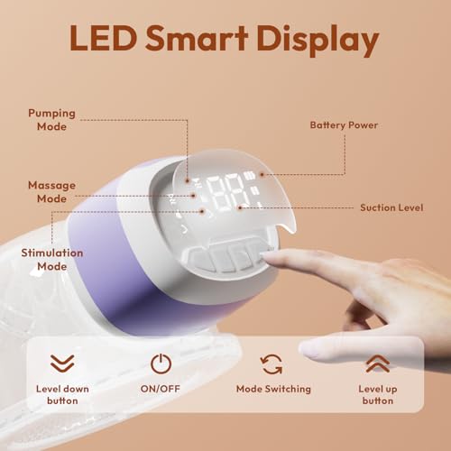Wearable Breastfeeding Pump Hands Free of Long Battery Life, Portable Electric Wireless Breast Pump with 3 Modes and 9 Lev...