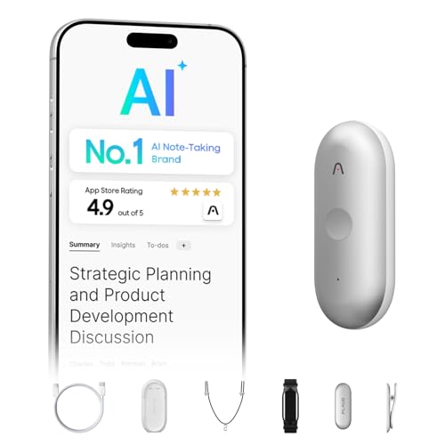 Plaud NotePin S AI Voice Recorder, Wearable AI Notetaker, AI Transcribe & Summarize, Support 112 Languages, 64GB Memory, A...