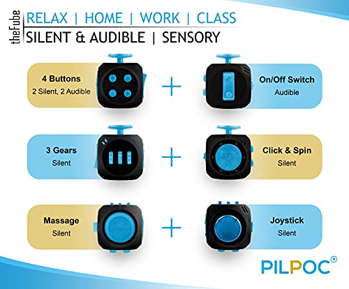 PILPOC theFube Fidget Cube, 6-Sided Stress Relief Infinity Cube for Adults & Kids, Boosts Concentration, Mindfulness Aid, ...