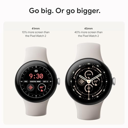 Google Pixel Watch 3 (45mm) 2024 Model Android Smartwatch, Heart Rate Tracking, Fitbit Advanced Running, Fitness Insights,...