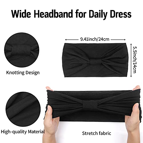 Huachi Wide Headbands for Women Black Stylish Head Wraps Boho Thick Hairbands Large African Sport Yoga Turban Headband Hai...