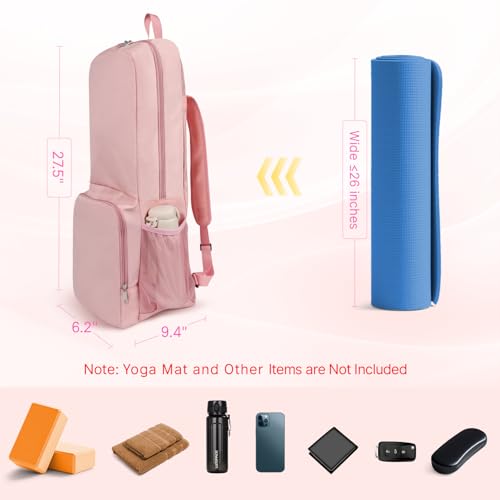 Tangoner Yoga Mat Bag Carrier Zipper Closure Multi Functional Essential Pockets Exercise Yoga Mat Holder Backpack