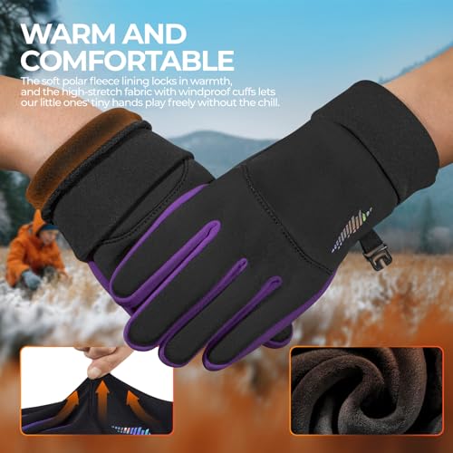 rivmount Kids Warm Winter Gloves Touchscreen Water-Resistant Cycling Running Skiing in Outdoor Cold Weather for Boy Girl