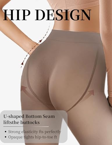 Zibnwek Fleece Lined Tights For Women, Panty Hose Women's Control Top, Fake Translucent Thick Thermal Sheer Tights