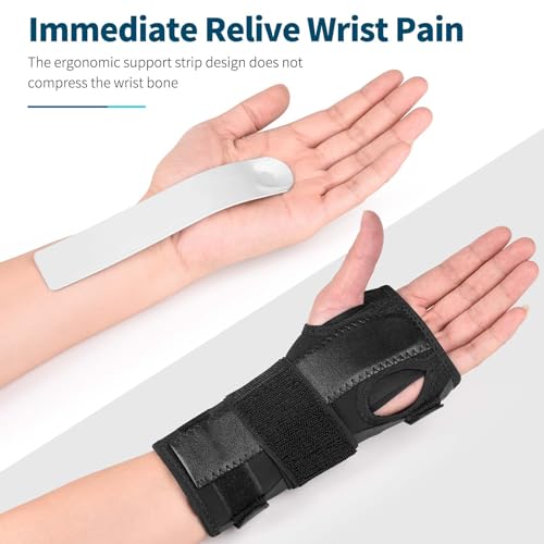 PKSTONE Wrist Splint for Carpal-Tunnel Syndrome, Adjustable Compression Wrist Brace for Right and Left Hand, Pain Relief f...