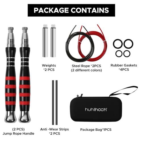 Huhloch Speed Weighted Jump Rope with Secure Lock Mechanism, 360° Smooth Swivel, Non-Slip Matte Textured Handles, Features...