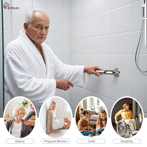 2 Pack Chrome Grab Bar 12 Inch, iMomwee Stainless Steel Non-Slip Shower Grab Bar W/Knurled Grip, Safety Bathroom Handrail,...