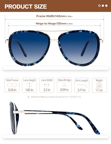 BIRCEN Polarized Sunglasses for Women UV - Protection Womens Retro Mirrored Shades with Acetate Frame BC2001