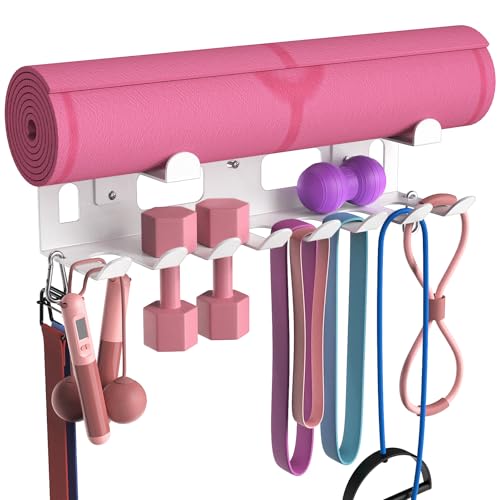 KHAMAL Multi-Purpose Gym Equipment Storage Rack for Resistance Bands - Gym Wall Storage for Exercise Bands, Yoga mat, Jump...