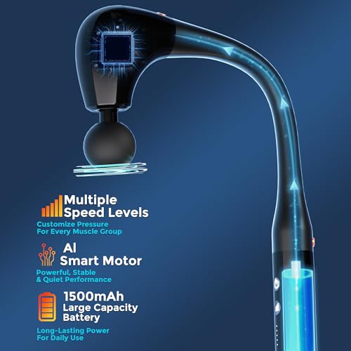 Binxalin 2-in-1 Detachable Massage Gun Deep Tissue with Extension Handle, Back Massager for Pain Relief, Ergonomic Portabl...