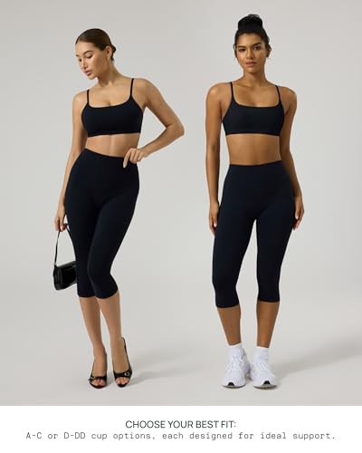 PAVOI ACTIVE Low Square Neck Sports Bra - Adjustable Thin Straps Workout Square Neck Bra for Women Removable Pads - FlexFlow