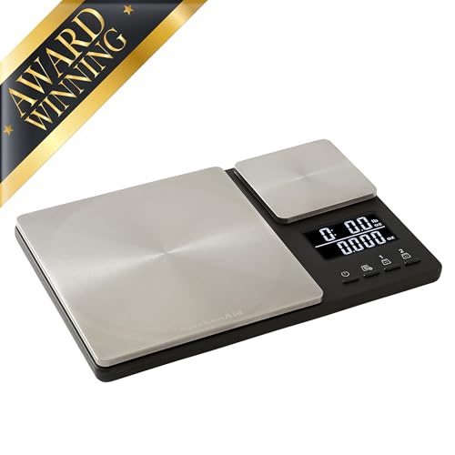 KitchenAid KQ909 Dual Platform Digital Kitchen and Food Scale, 11 pound capacity and Precision 16oz capacity, Black with S...