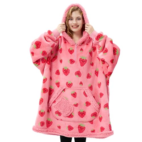 Giggling Getup Wearable Blanket Hoodie for Adults Gifts for Teen Girls Sister Women Sherpa Fleece Printed Hooded Blanket S...