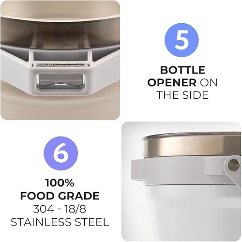 Large Insulated Ice Bucket with Lid – Stainless Steel Ice Bucket and Scoop – Ice Buckets for Parties, Bars – Ice Bucket wi...