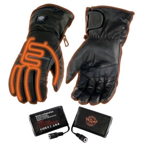 Milwaukee Leather MG7713SET Women's Heated Black Leather Winter Gloves -Wire Harness and i-Touch