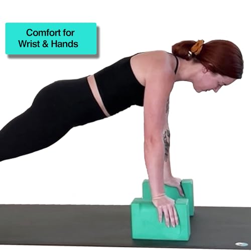 WRIST BLOCK™ The Ultimate Evolution in Premium Quality Yoga Blocks (Set of 2, Teal) - Designed to Eliminate Wrist Strain D...
