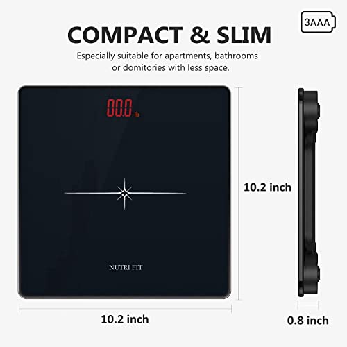 NUTRI FIT Digital Scale for Body Weight, Precision Bathroom Weighing Scale Step-On Technology High Capacity - 330 lb, LED ...