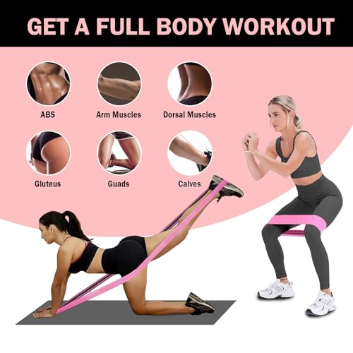 KANGFITER Long and Short Fabric Resistance Bands with Door Anchor 7 PCS, Non-Slip Stretch Booty Bands for Working Out Wome...