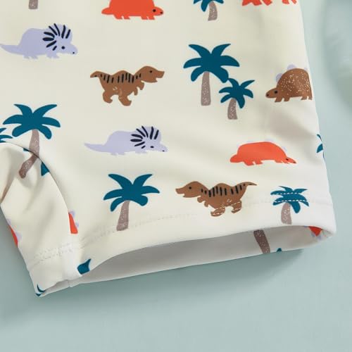 Ayalinggo Toddler Boys Rash Guard Swimsuit Sea World Animal Print Zipper Short Sleeve Bathing Suit with Swim Cap for Kids