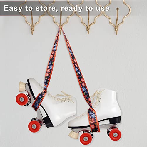 Skylety 2 Pcs Roller Skate Leash Adjustable Stretching Skate Boot Shoulder Strap Carrier for Child Women Men Skating