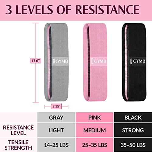 Gymbee Premium Resistance Bands for Working Out - Exercise Bands to Workout Glutes, Thighs & Legs - No Slip Cloth Booty Ba...