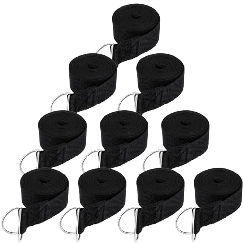 10 Pcs Yoga Strap for Stretching Bulk 6ft Exercise Stretch Band with Metal D Ring Adjustable Pilates Non Elastic Yoga Stre...