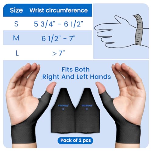 VELPEAU Thumb and Wrist Compression Sleeve for Tendonitis (Pack of 2), Seamless Technology, Gloves Wraps for Arthritis Pai...