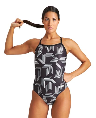 ARENA Performance Girls' Puzzled Team Print Light Drop Back Youth Bathing Swimsuit