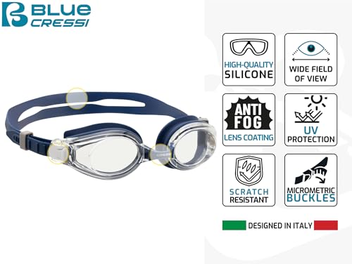 Cressi Adult Swim Goggles, Interchangeable Nose Bridges for Comfort and Maximum Visibility- Nuoto 3.0