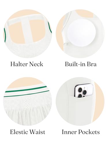 Fisoew Womens 2 Piece Tennis Skirt Sets Workout Set Halter Backless Sports Bra and Golf Skort Athletic Matching Outfits
