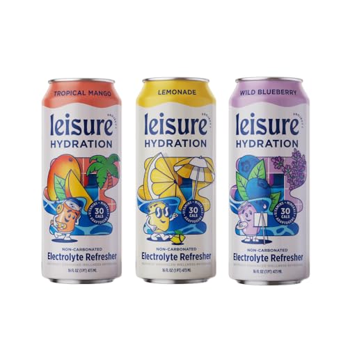 Leisure Hydration Non-Carbonated Electrolyte Refresher, Variety Pack - Low Sugar Nutrient Enhanced Water Beverage - Get Th...