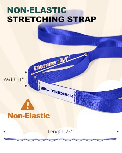 Trideer Stretching Strap Yoga Strap Physical Therapy for Home Workout, Exercise, Pilates and Gymnastics, Non-Elastic Stret...