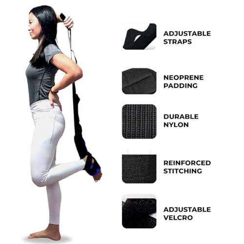 Yaghzu Foot and Calf Stretcher - Stretching Strap for Plantar Fasciitis, Achilles Tendonitis, Heel Spurs, Foot Drop, & Ham...