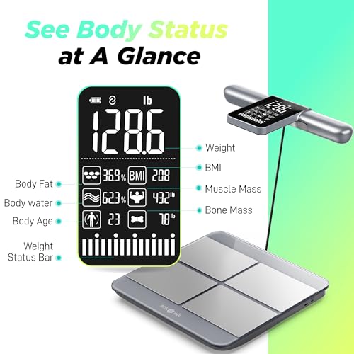RunStar Scale for Body Weight and Fat Percentage, 8-Electrodes Precision Digital Smart Scale for BMI 28 Body Composition M...