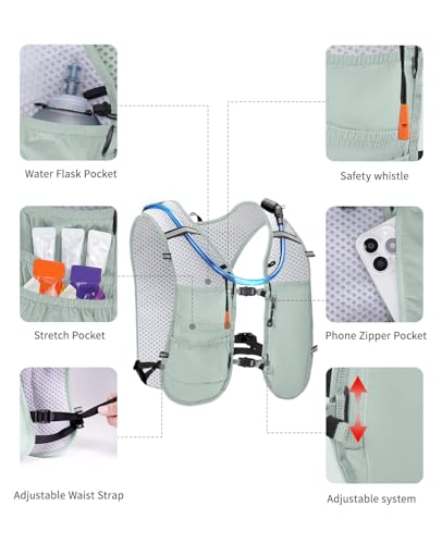 ECOHUB Running Hydration Vest Backpack,Lightweight Breathable Pack with 2L Water Bladder Bag Daypack for Hiking Trail Runn...