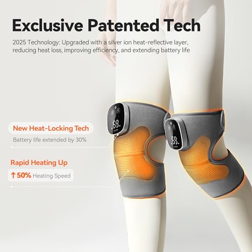 IKEEPFIT Knee Massager with Heat Vibration for Pain Relief MAXwarm 5.0-Heated Knee Brace with 5 Heat Levels and 4 Massage ...