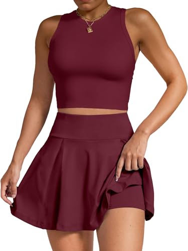 2-Piece Women's Sports Set - Crop Tank&High Waisted Skirt, Casual Sportswear for Tennis, Jogging, Gym, Yoga