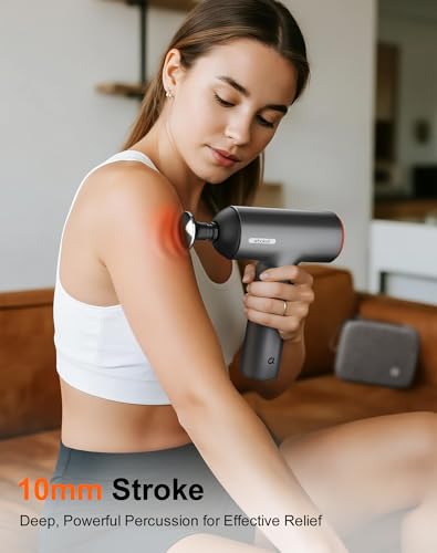 arboleaf Thermal Massage Gun Deep Tissue with Heat, Handheld Muscle Percussion Massager with Full-Metal Head, 6 Replacemen...