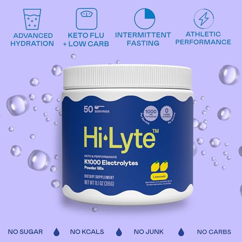 Hi-Lyte Keto K1000 Electrolyte Powder | Lemonade | Hydration Supplement Drink Mix | Boost Energy & Beat Leg Cramps | No Su...