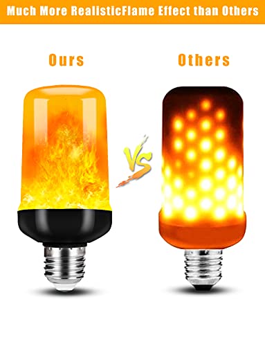 Hompavo 【Upgraded】 LED Flame Light Bulbs, 4 Modes Flickering Light Bulbs with Upside Down Effect, E26/E27 Flame Bulb for H...