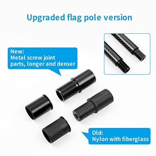 HIBLE 8 Foot Black Flag Pole 1 Inch Carbon Fiber Flag Pole for House Porch with Built-in Smooth Bearings Spinners (6 Secti...